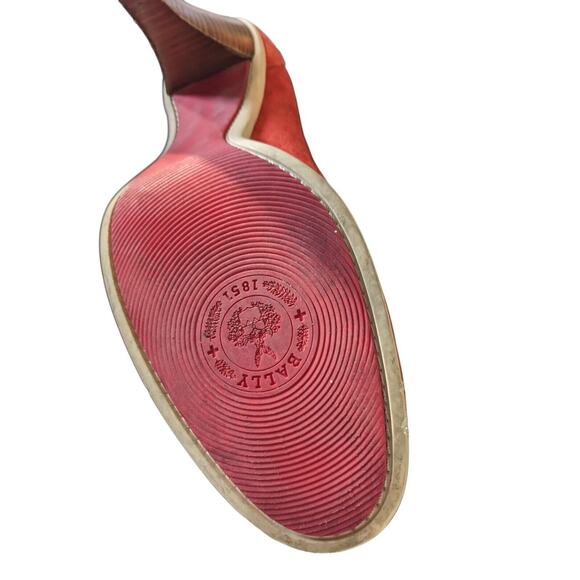 Bally High Heels Balmoral Red Suede with Rawhide Trim. Size 40/10 Made in Italy - Picture 5 of 12